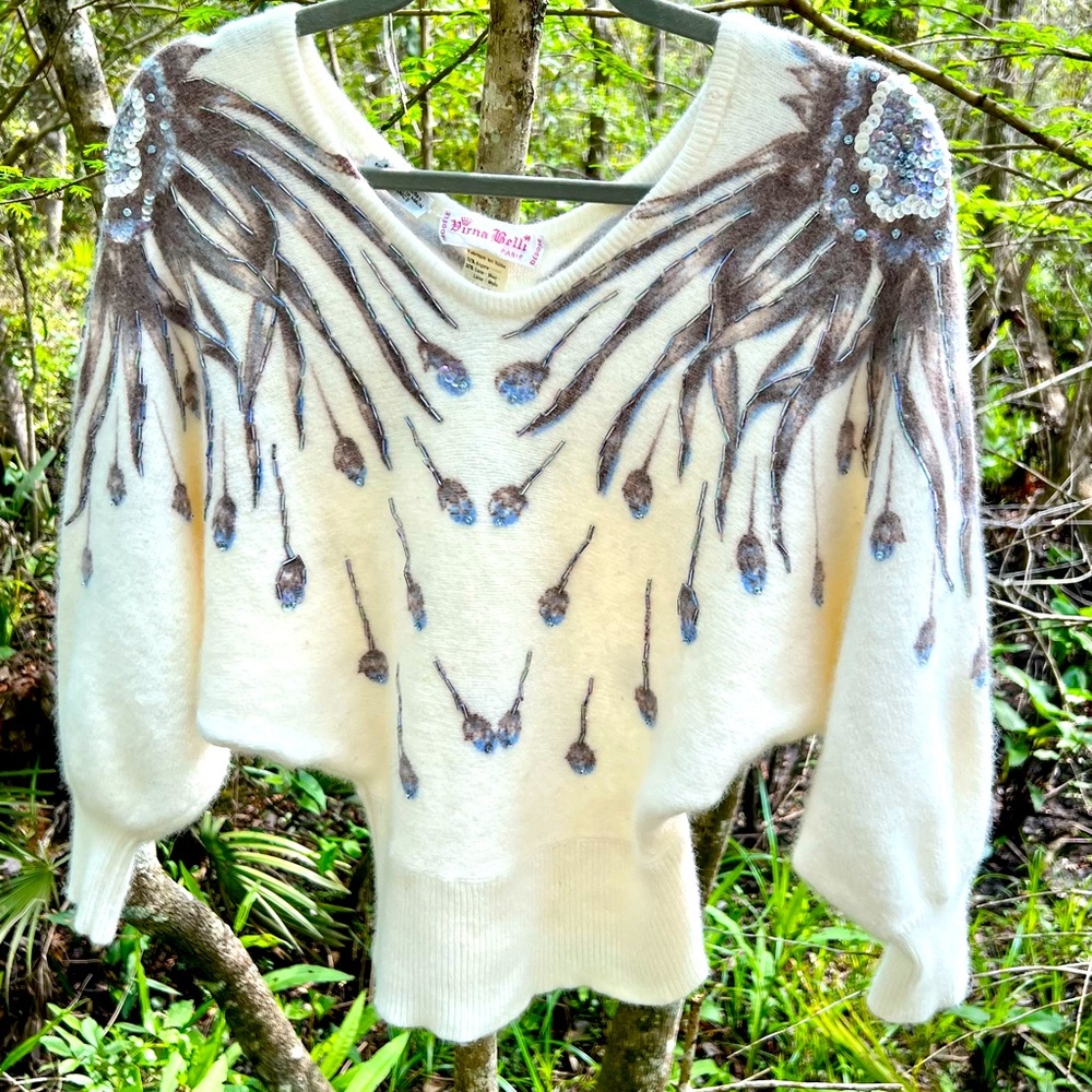Vintage V-Neck Italian made beaded/Sequenced Sweater
